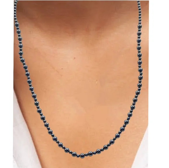 Timeless Dark Gray Necklace with Classic Beads - Picture 3 of 4